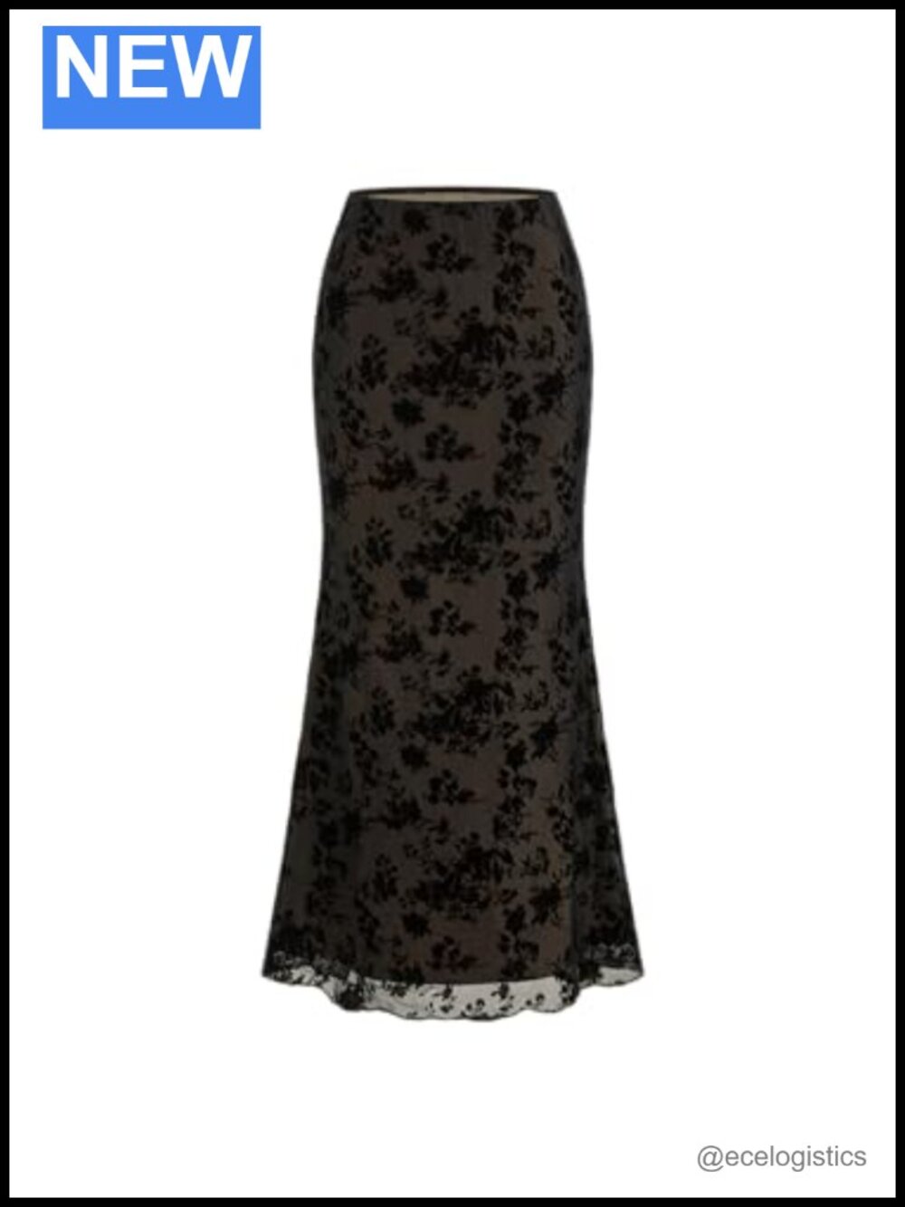 Floral Print Mesh Maxi Skirt Sheer High Rise Elegant Evening Party